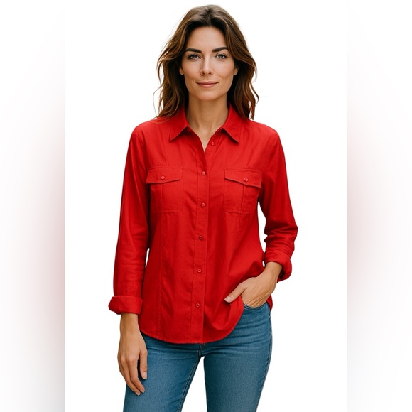 Tommy Bahama Tops - TOMMY BAHAMA CORAL 100% SILK BLOUSE Size XL Long Sleeved Button Down